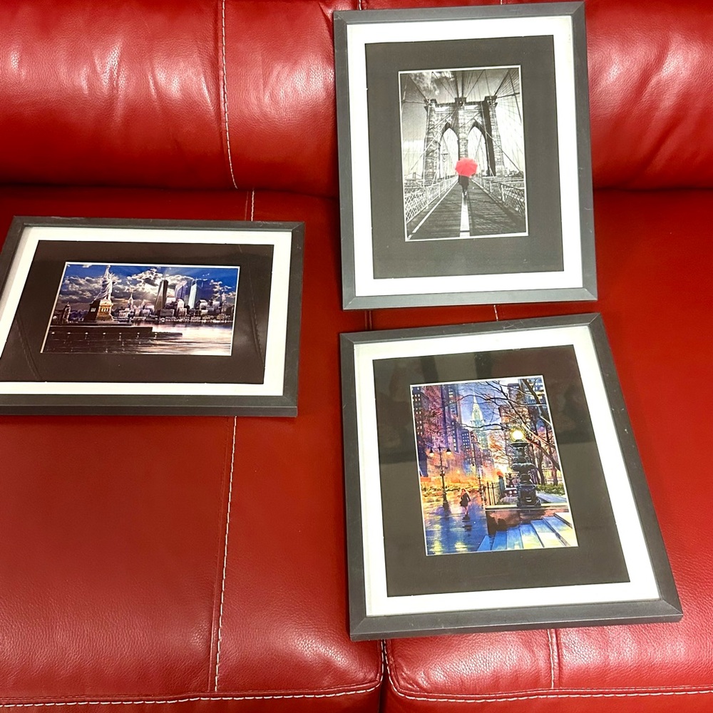 New Framed Prints New York Famous locations. 10 x 12 Collection of 3 total